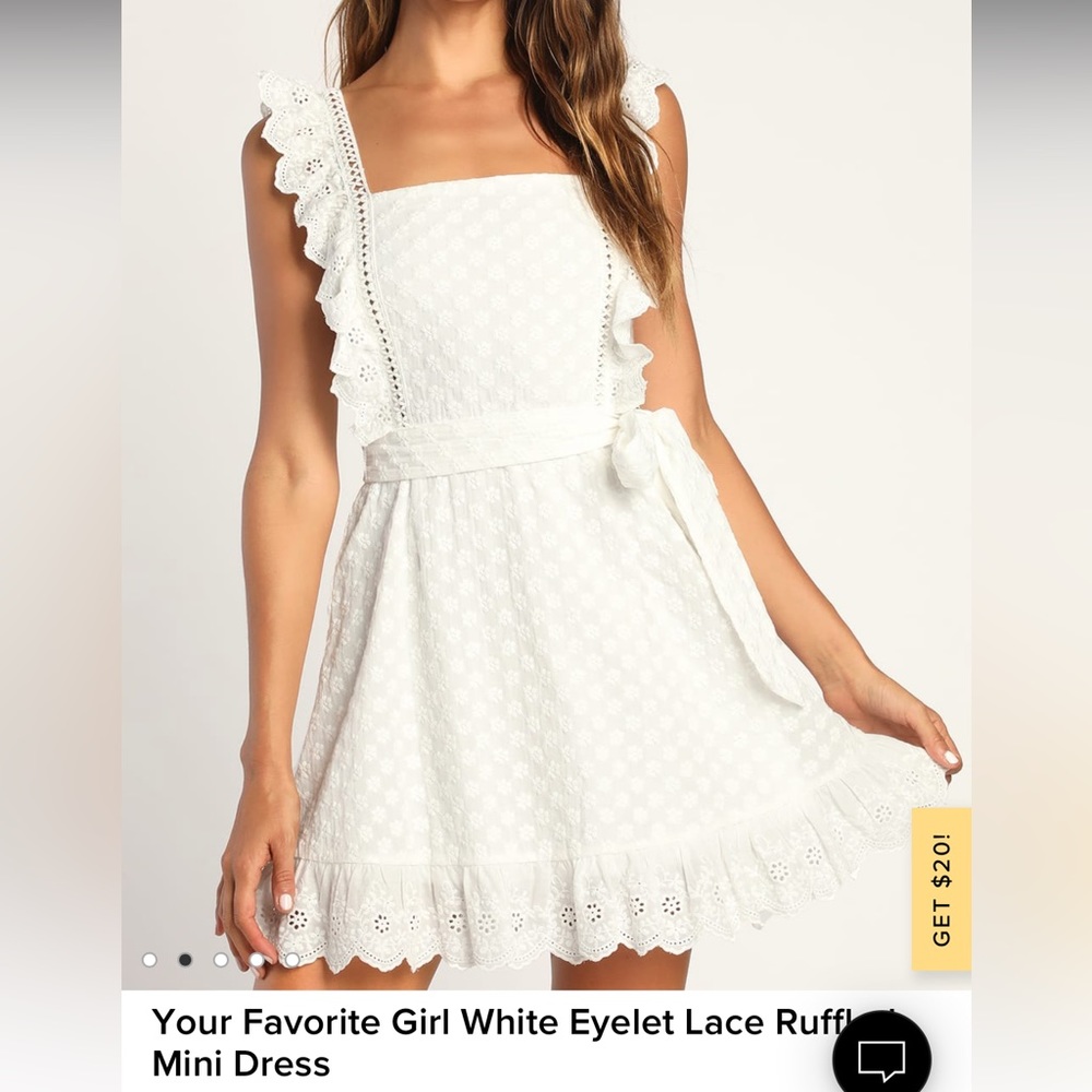 Your Favorite Girl White Eyelet Lace Ruffled Mini Dress